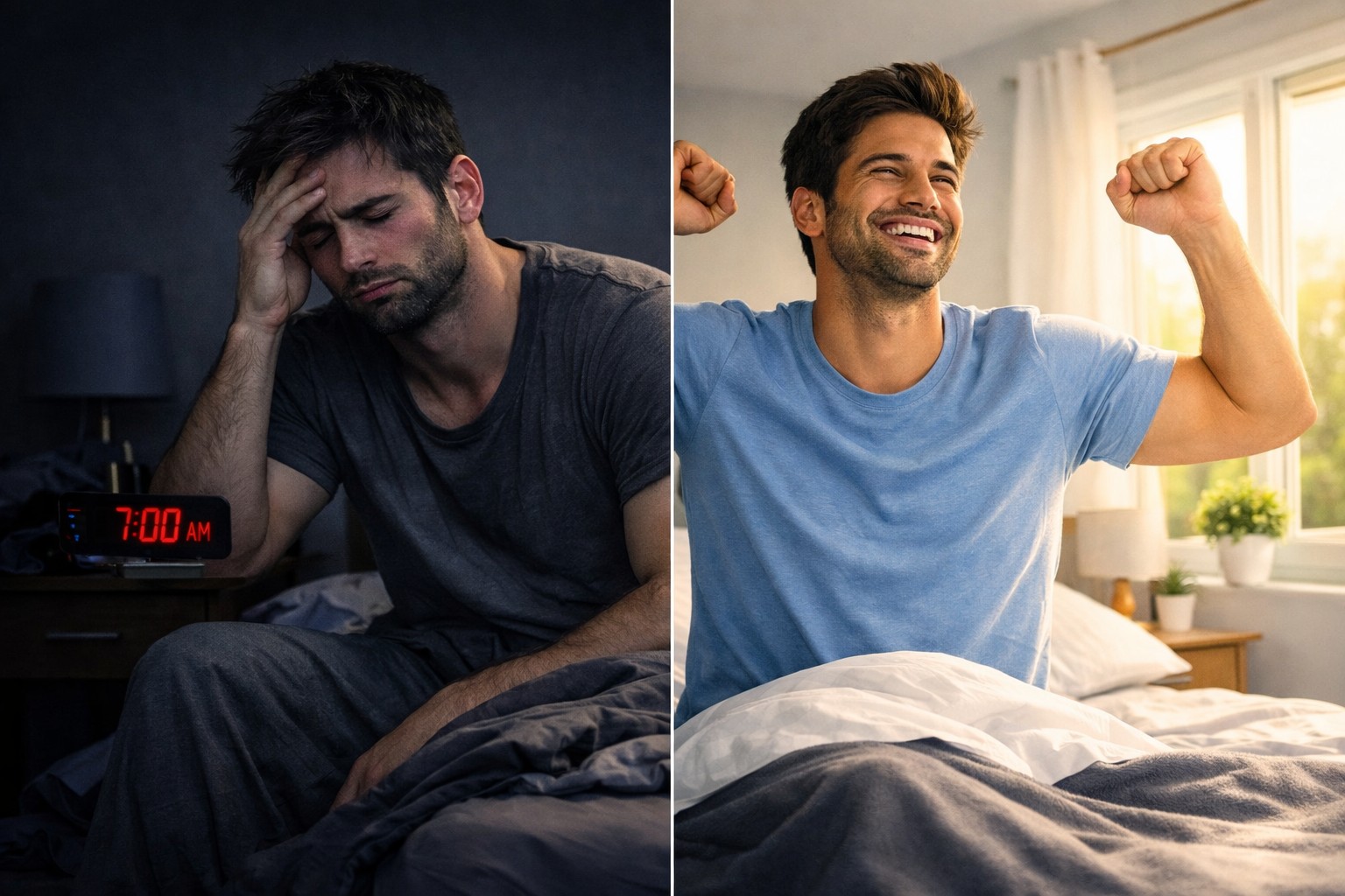 Comparison of feeling tired versus energized after sleep.